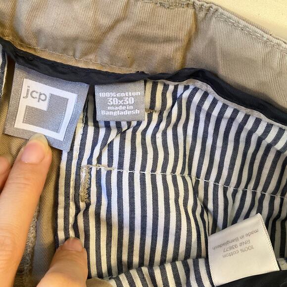 Jcp Men Khaki Pants size 30x30 Natural Tan Straight Leg Mid Rise - Picture 9 of 10